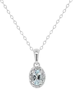 Cheap ⌛ Sterling Silver 6x4mm Oval Aquamarine Diamond Accent Halo Pendant Necklace by Belk & Co. 😀 7 Cheap ⌛ Sterling Silver 6x4mm Oval Aquamarine Diamond Accent Halo Pendant Necklace by Belk & Co. 😀 -DealsBelk & Co. Store Belk 11347