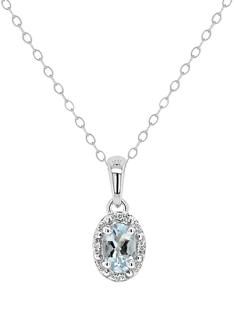 Cheap ⌛ Sterling Silver 6x4mm Oval Aquamarine Diamond Accent Halo Pendant Necklace by Belk & Co. 😀 4 Cheap ⌛ Sterling Silver 6x4mm Oval Aquamarine Diamond Accent Halo Pendant Necklace by Belk & Co. 😀 - Image 4