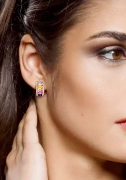 Best Sale 🎁 4.25 ct. t.w. Multi-Color Created Sapphire Hoop Earrings in Sterling Silver by Belk & Co. 🧨 -DealsBelk & Co. Store Belk 11351