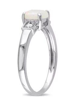 Buy 🤩 Cushion Cut Opal and Diamond Accent Ring in Sterling Silver by Belk & Co. 🔥 -DealsBelk & Co. Store Belk 11355