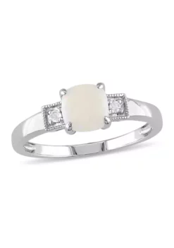 Buy 🤩 Cushion Cut Opal and Diamond Accent Ring in Sterling Silver by Belk & Co. 🔥 -DealsBelk & Co. Store Belk 11358