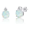 Brand new 🔔 7 Millimeter Round Created Opal and Diamond Accent Stud Earrings in Sterling Silver by Belk & Co. ⌛