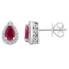 Best Pirce 😍 Sterling Silver 6x4mm Pear Shaped Ruby Diamond Accent Halo Stud Earrings by Belk & Co. 😍