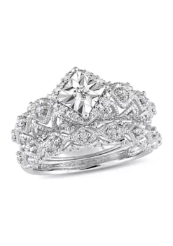 Brand new 👏 1/5 ct. t.w. Diamond Vintage Bridal Set in Sterling Silver by Belk & Co. 💯 -DealsBelk & Co. Store Belk 11379