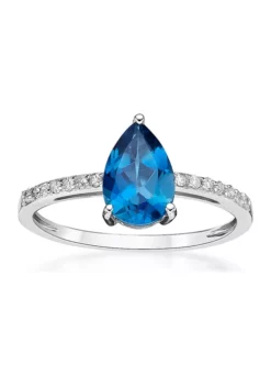 Budget ✨ 1.5 ct. t.w. London Blue Topaz and 1/10 ct. t.w. Diamond Ring in 10K White Gold by Belk & Co. 😍