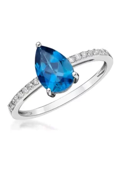 Budget ✨ 1.5 ct. t.w. London Blue Topaz and 1/10 ct. t.w. Diamond Ring in 10K White Gold by Belk & Co. 😍 -DealsBelk & Co. Store Belk 11383