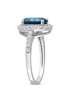 Budget ⌛ 4.2 ct. t.g.w. London Blue Topaz and Created White Sapphire Halo Cocktail Ring in 10K White Gold by Belk & Co. 😍 -DealsBelk & Co. Store Belk 11395