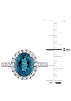 Budget ⌛ 4.2 ct. t.g.w. London Blue Topaz and Created White Sapphire Halo Cocktail Ring in 10K White Gold by Belk & Co. 😍 -DealsBelk & Co. Store Belk 11397