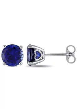 Flash Sale 🤩 Lab Created 4.8 CT TGW Created Blue Sapphire Stud Earrings in Sterling Silver by Belk & Co. 🧨