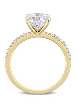 Best Sale 🎉 1.8 ct. t.w. Created Moissanite and 1/10 ct. t.w. Diamond Engagement Ring in 14k Yellow Gold by Belk & Co. 🧨 -DealsBelk & Co. Store Belk 11427