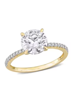 Best Sale 🎉 1.8 ct. t.w. Created Moissanite and 1/10 ct. t.w. Diamond Engagement Ring in 14k Yellow Gold by Belk & Co. 🧨 -DealsBelk & Co. Store Belk 11430