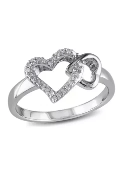 Best reviews of 🔔 1/10 ct. t.w.Diamond Double Heart Interlocked Ring In Sterling Silver by Belk & Co. 🔔 -DealsBelk & Co. Store Belk 11435