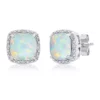 Coupon 🔥 7 Millimeter Cushion-Cut Created Opal and Diamond Accent Halo Stud Earrings in Sterling Silver by Belk & Co. ⌛