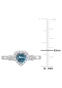 Deals 🎉 5/8 ct. t.g.w. London Blue Topaz, White Topaz and 1/10 ct. t.w. Diamond Halo Heart Ring in Sterling Silver by Belk & Co. ⭐ -DealsBelk & Co. Store Belk 11460