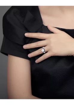 New 👍 Sterling Silver 9mm Cultured Pearl and Created Blue Sapphire Gemstone Ring by Belk & Co. ⭐ -DealsBelk & Co. Store Belk 11464