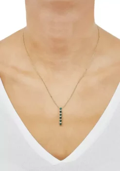 Best Pirce ⭐ Created Emerald and Created White Sapphire Necklace in Sterling Silver with 18" Cable Chain by Belk & Co. 😍 -DealsBelk & Co. Store Belk 11514