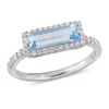 Top 10 😀 Baguette-Cut Sky Blue Topaz and White Sapphire Halo Ring in Sterling Silver by Belk & Co. ✔️