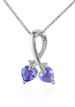 New ๐ฏ Sterling Silver Tanzanite and Diamond Heart Pendant by Belk & Co. ๐