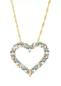 Flash Sale 🛒 Lab Created Aquamarine and White Sapphire Heart Pendant Necklace by Belk & Co. 😉