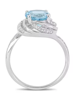 Promo ✔️ 2.5 ct. t.w. Blue and White Topaz and 1/10 ct. t.w. Diamond Accent Swirl Ring in Sterling Silver by Belk & Co. 🔥 -DealsBelk & Co. Store Belk 11594