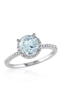 Best reviews of 👏 Sterling Silver Aquamarine and Diamond Ring by Belk & Co. ⭐