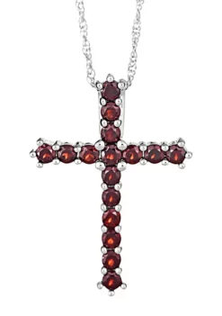 Coupon ❤️ Sterling Silver Garnet Cross Pendant Necklace by Belk & Co. 🔔 -DealsBelk & Co. Store Belk 11601