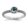 Best Pirce 😉 1/4 ct. t.w. Checker-cut Blue Topaz Antiqued Stackable Expressions Ring in Sterling Silver by Belk & Co. 🧨