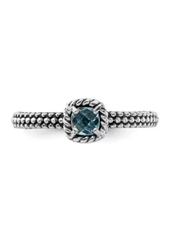 Best Pirce 😉 1/4 ct. t.w. Checker-cut Blue Topaz Antiqued Stackable Expressions Ring in Sterling Silver by Belk & Co. 🧨 -DealsBelk & Co. Store Belk 11629