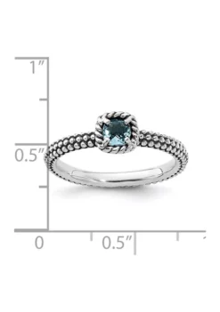 Best Pirce 😉 1/4 ct. t.w. Checker-cut Blue Topaz Antiqued Stackable Expressions Ring in Sterling Silver by Belk & Co. 🧨 -DealsBelk & Co. Store Belk 11630