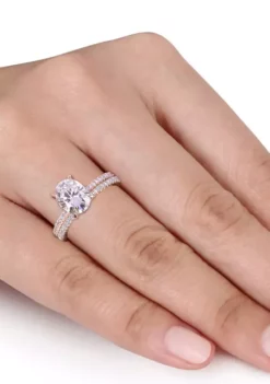 Flash Sale ✨ Lab Created 2 ct. t.w. Oval Moissanite and 1/4 ct. t.w. Diamond Bridal Ring Set in 14k Rose Gold by Belk & Co. ⭐ -DealsBelk & Co. Store Belk 11641