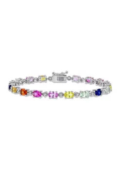 Best Pirce 🧨 10.25 ct. t.w. Multi-Color Created Sapphire Tennis Bracelet in Sterling Silver by Belk & Co. ⭐