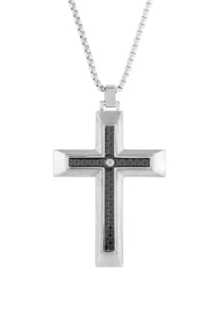 Budget ๐ Stainless Cross Pendant Necklace on 24 Inch Rhodium Box Chain by Belk & Co. ๐ฏ