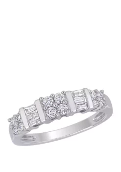 Cheapest ✨ 1/2 ct. t.w. Baguette and Round Diamond Anniversary Ring in 10k White Gold by Belk & Co. 🌟