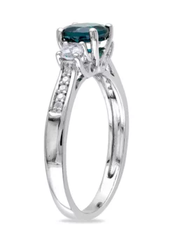 Discount 🥰 Created Emerald and White Sapphire Diamond Accent 3-Stone Ring in 10k White Gold by Belk & Co. 😍 -DealsBelk & Co. Store Belk 11678