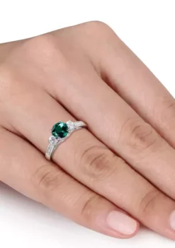 Discount 🥰 Created Emerald and White Sapphire Diamond Accent 3-Stone Ring in 10k White Gold by Belk & Co. 😍 -DealsBelk & Co. Store Belk 11680