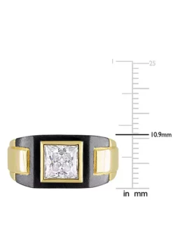 Best Pirce ⌛ Lab Created 2 CT TW Moissanite Solitaire Men's Ring in 2-Tone Sterling Silver with Yellow Gold & Black Rhodium Plating by Belk & Co. 👍 -DealsBelk & Co. Store Belk 11689