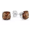 Best Pirce 🎁 Sterling Silver Cushion-Cut Checkerboard Genuine Smoky Quartz Stud Earrings (6 Millimeter) by Belk & Co. 🤩