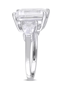 Coupon 🤩 8 7/8 CT TGW Emerald and Tapered-Cut White Topaz 3-Stone Ring in Sterling Silver by Belk & Co. ❤️ -DealsBelk & Co. Store Belk 11696