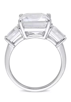 Coupon 🤩 8 7/8 CT TGW Emerald and Tapered-Cut White Topaz 3-Stone Ring in Sterling Silver by Belk & Co. ❤️ -DealsBelk & Co. Store Belk 11698
