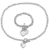 Flash Sale 🛒 Circle Link Heart Charm Necklace and Bracelet 2-Piece Set in Sterling Silver by Belk & Co. 🥰