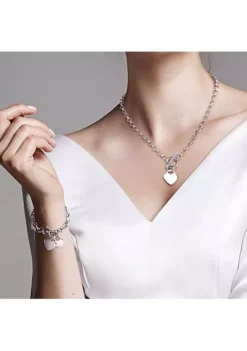 Flash Sale 🛒 Circle Link Heart Charm Necklace and Bracelet 2-Piece Set in Sterling Silver by Belk & Co. 🥰 -DealsBelk & Co. Store Belk 11710