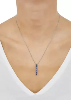 Best Pirce 🌟 Created Sapphire and Created White Sapphire Necklace in Sterling Silver with 18" Cable Chain by Belk & Co. 🎁 -DealsBelk & Co. Store Belk 11718