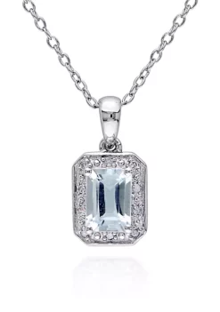 New 🛒 Sterling Silver Aquamarine and Diamond Pendant by Belk & Co. ✨ -DealsBelk & Co. Store Belk 1173