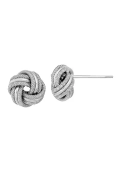Flash Sale 🌟 14K White Gold Polished Textured Triple Love Knot Post Earrings by Belk & Co. 💯 -DealsBelk & Co. Store Belk 11734