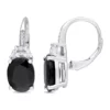Deals ⌛ Lab Created 8 CT TGW Black Sapphire, Created White Sapphire and Diamond Accent Leverback Earrings in Sterling Silver by Belk & Co. 🔔