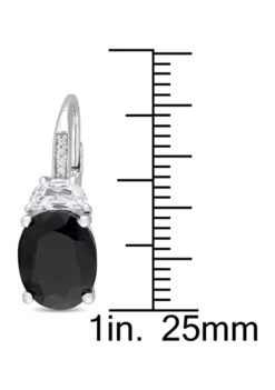 Deals ⌛ Lab Created 8 CT TGW Black Sapphire, Created White Sapphire and Diamond Accent Leverback Earrings in Sterling Silver by Belk & Co. 🔔 -DealsBelk & Co. Store Belk 11740