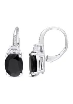 Deals ⌛ Lab Created 8 CT TGW Black Sapphire, Created White Sapphire and Diamond Accent Leverback Earrings in Sterling Silver by Belk & Co. 🔔 -DealsBelk & Co. Store Belk 11743