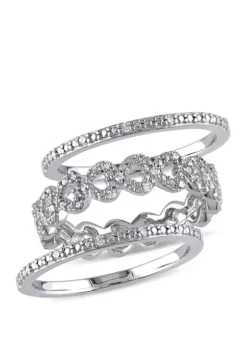 Flash Sale 🔔 1/8 ct. t.w. Diamond Heart Link Bridal Ring Set in Sterling Silver by Belk & Co. 😉 -DealsBelk & Co. Store Belk 11756