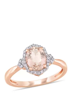Top 10 😉 1.14 ct. t.w. Morganite and 1/8 ct. t.w. Diamond Halo Ring in 10k Rose Gold by Belk & Co. ✨ -DealsBelk & Co. Store Belk 11760
