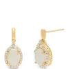 Coupon 👍 1 ct. t.w. Opal and 1/4 ct. t.w. Diamonds Earrings in 10K Yellow Gold by Belk & Co. 🎉